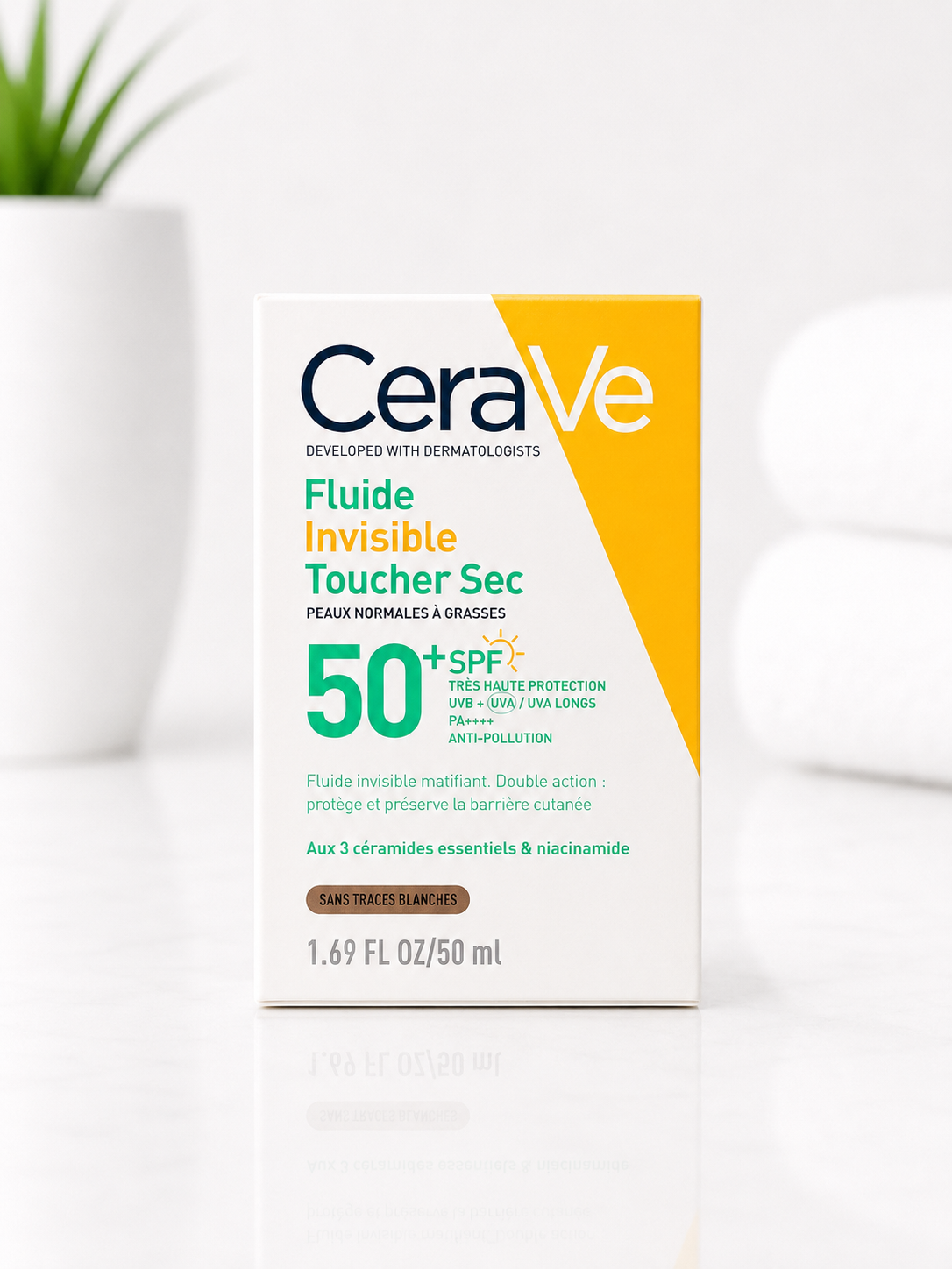 CeraVe Invisible Dry Touch Fluid Sunscreen SPF50+ 50ml (For Normal to Oily Skin)