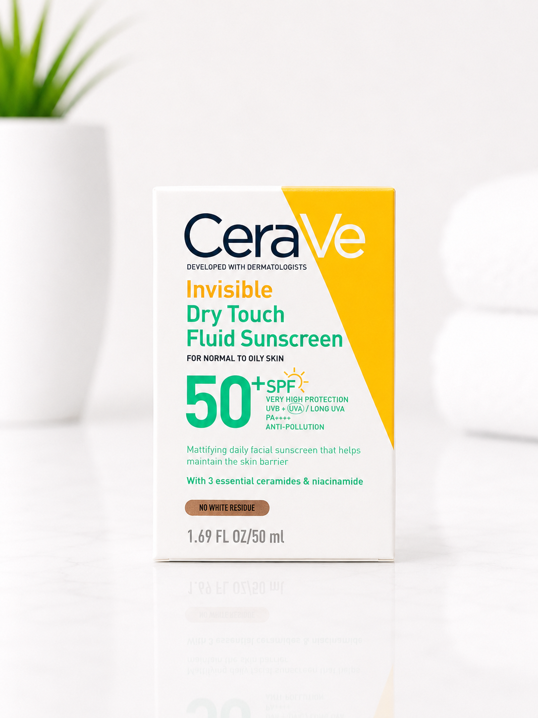 CeraVe Invisible Dry Touch Fluid Sunscreen SPF50+ 50ml (For Normal to Oily Skin)