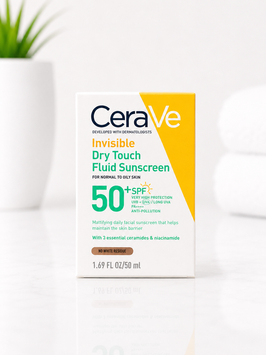 CeraVe Invisible Dry Touch Fluid Sunscreen SPF50+ 50ml (For Normal to Oily Skin)