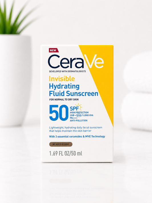 CeraVe Invisible Hydrating Fluid Sunscreen SPF50+ 50ml (For Normal to Dry Skin)